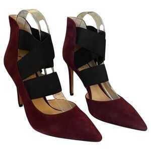 Vince Camuto Nigel Heels Sugar Plum Suede Pointy Toe Elastic Straps Size 7